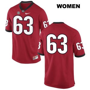 Women's Georgia Bulldogs NCAA #63 Sage Hardin Nike Stitched Red Authentic No Name College Football Jersey MAF3054QZ